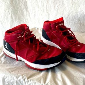 Red and black and white men Jordan size 13